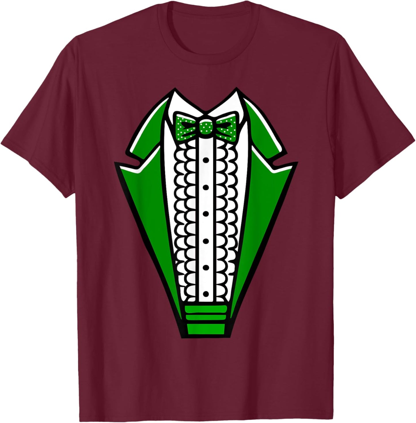 Tuxedo with Bowtie For Funny Wedding And Special Occasions T-Shirt - T-Shirt | Maroon