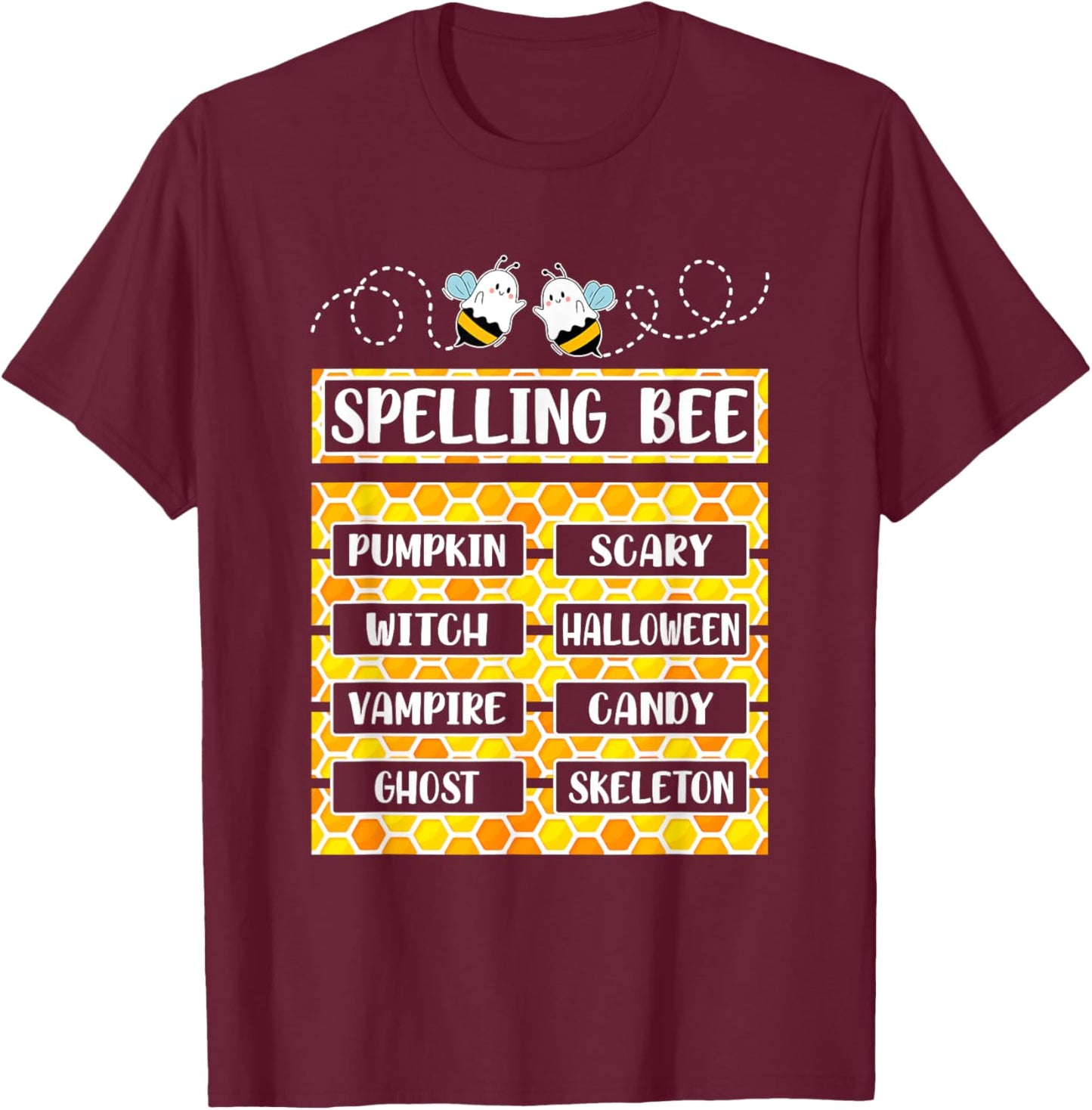 Funny Spelling Bee Pun Halloween Costumes For Teachers T-Shirt - T-Shirt | Maroon