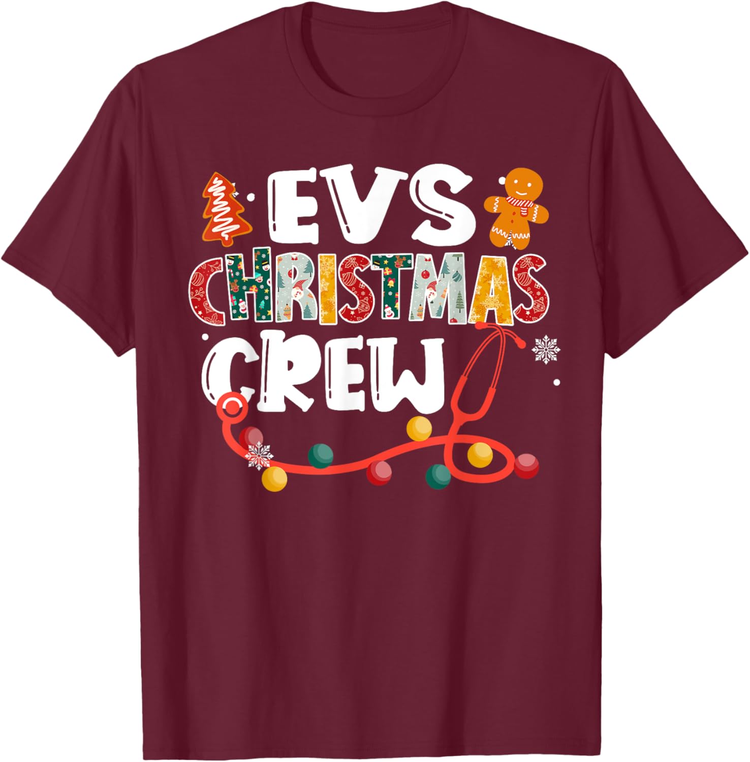 EVS Christmas Crew Emergency Room Nurse ER Techs CNA RN Gift T-Shirt - T-Shirt | Maroon