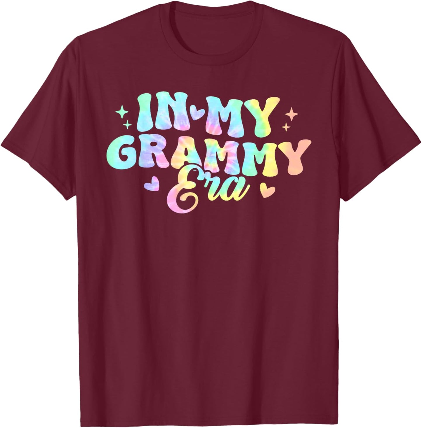 Retro Groovy In My Grammy Era Tie Dye T-Shirt - T-Shirt | Maroon