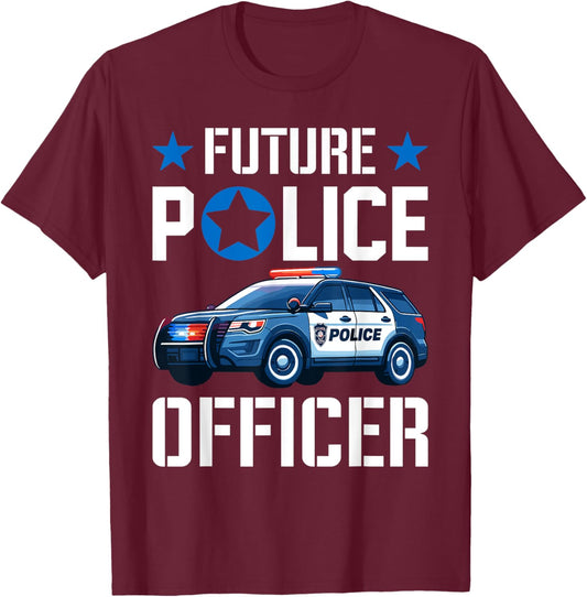 Future Police Officer Cop Boys Kids Toddler Birthday boy T-Shirt - T-Shirt | Maroon