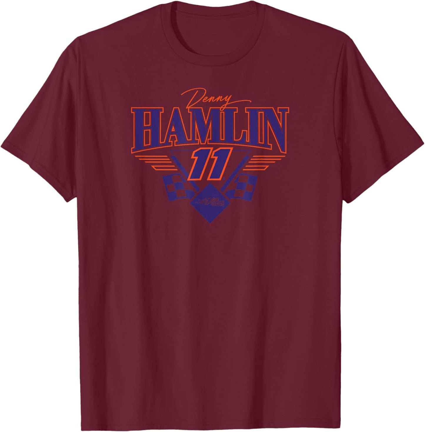 NASCAR - Denny Hamlin 11 Joe Gibbs Racing Triangle White T-Shirt - T-Shirt | Maroon