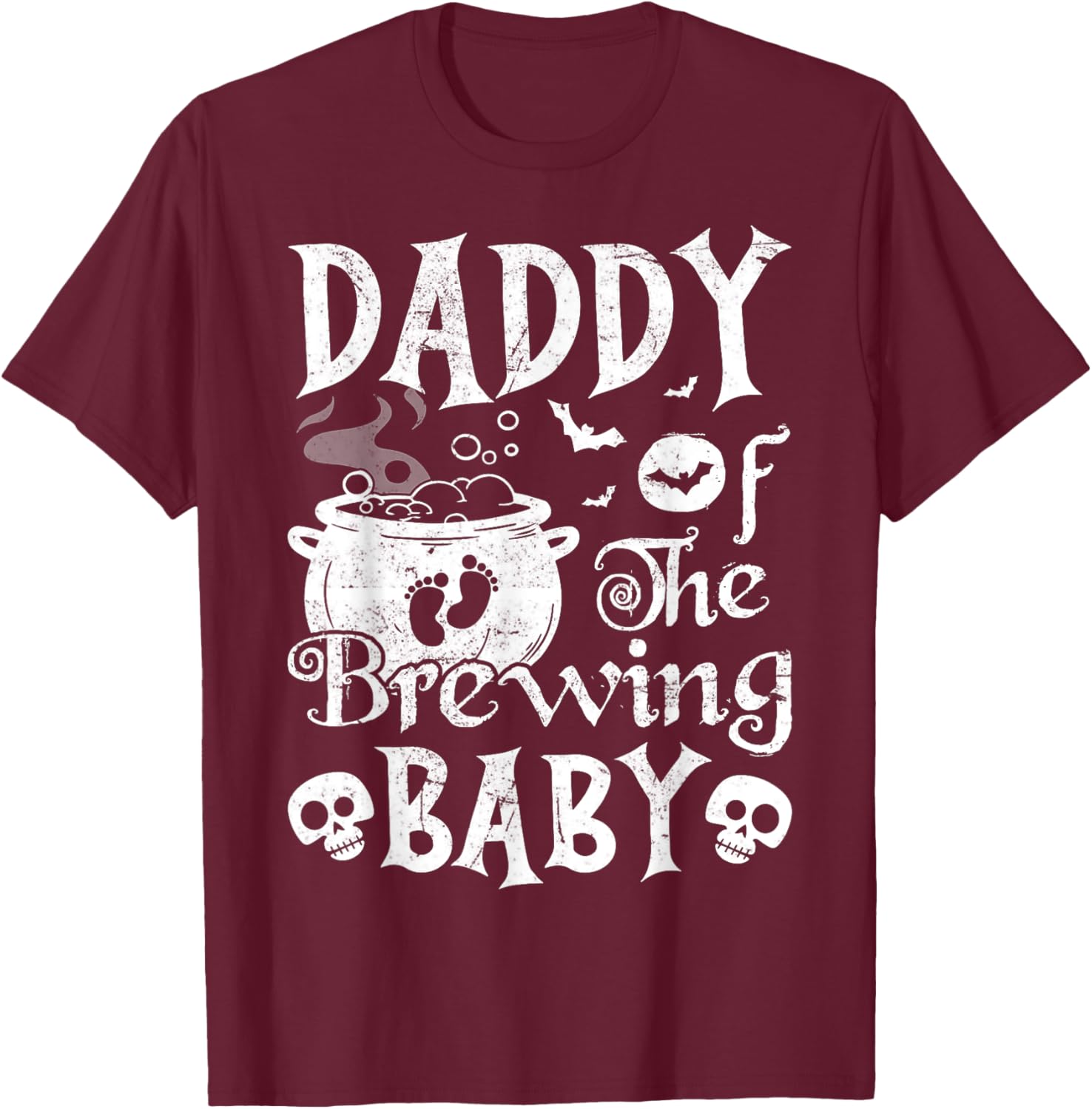Pregnancy Announcement Daddy of the Brewing Baby Halloween T-Shirt - T-Shirt | Maroon
