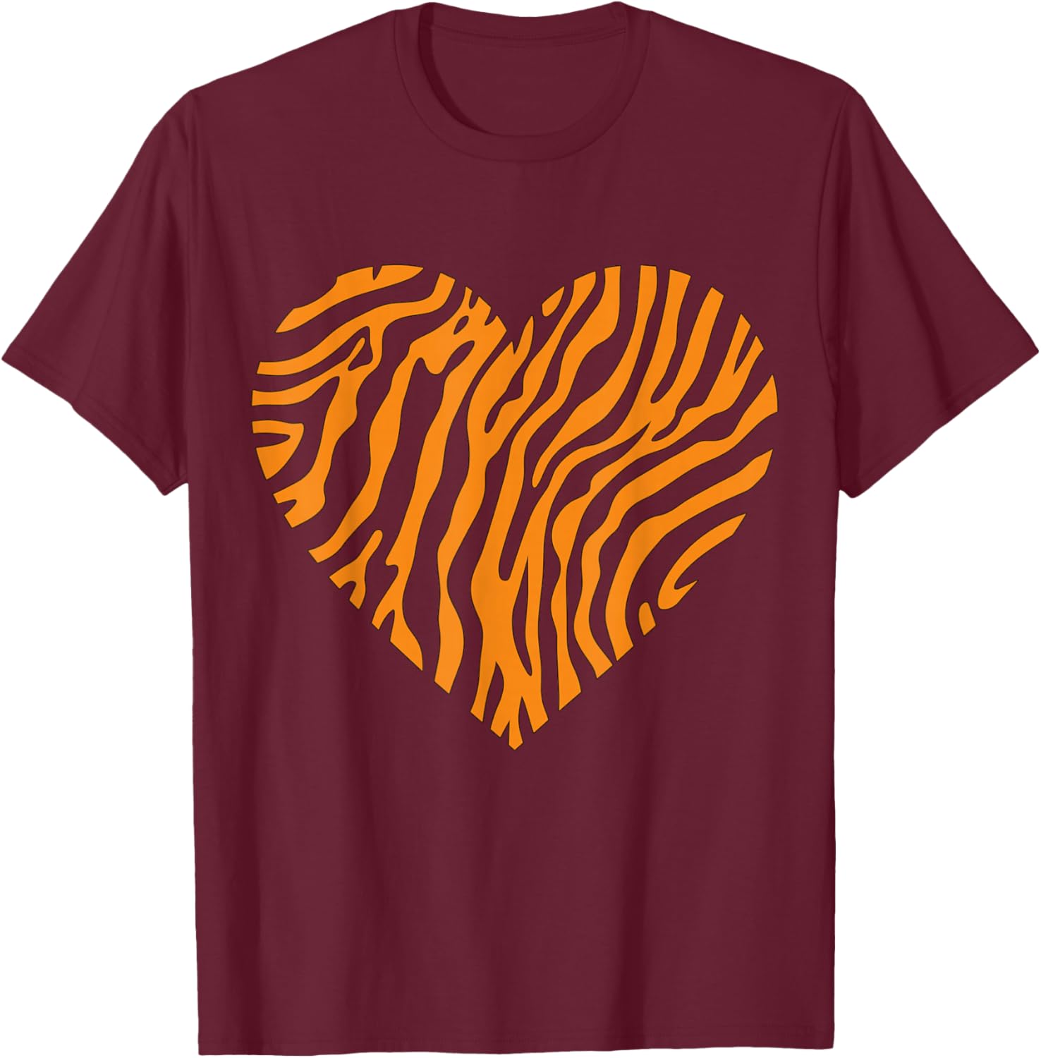 Bengal Tiger Heart T-Shirt - T-Shirt | Maroon