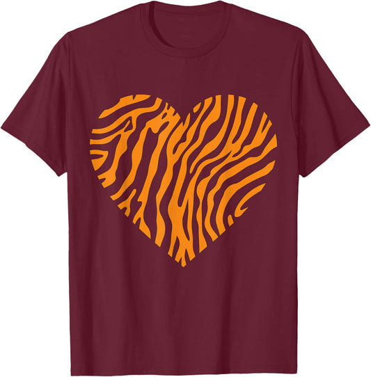 Bengal Tiger Heart T-Shirt - T-Shirt | Maroon