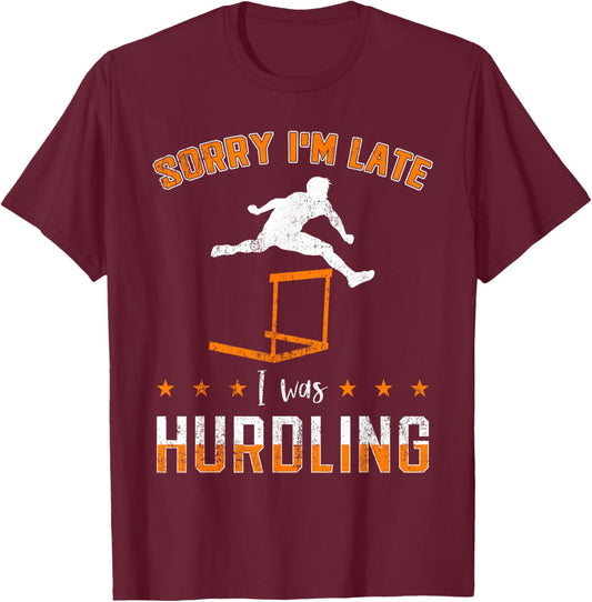 Hurdles Track And Field Hurdling Sport Athlete Jumper Racer T-Shirt - T-Shirt | Maroon