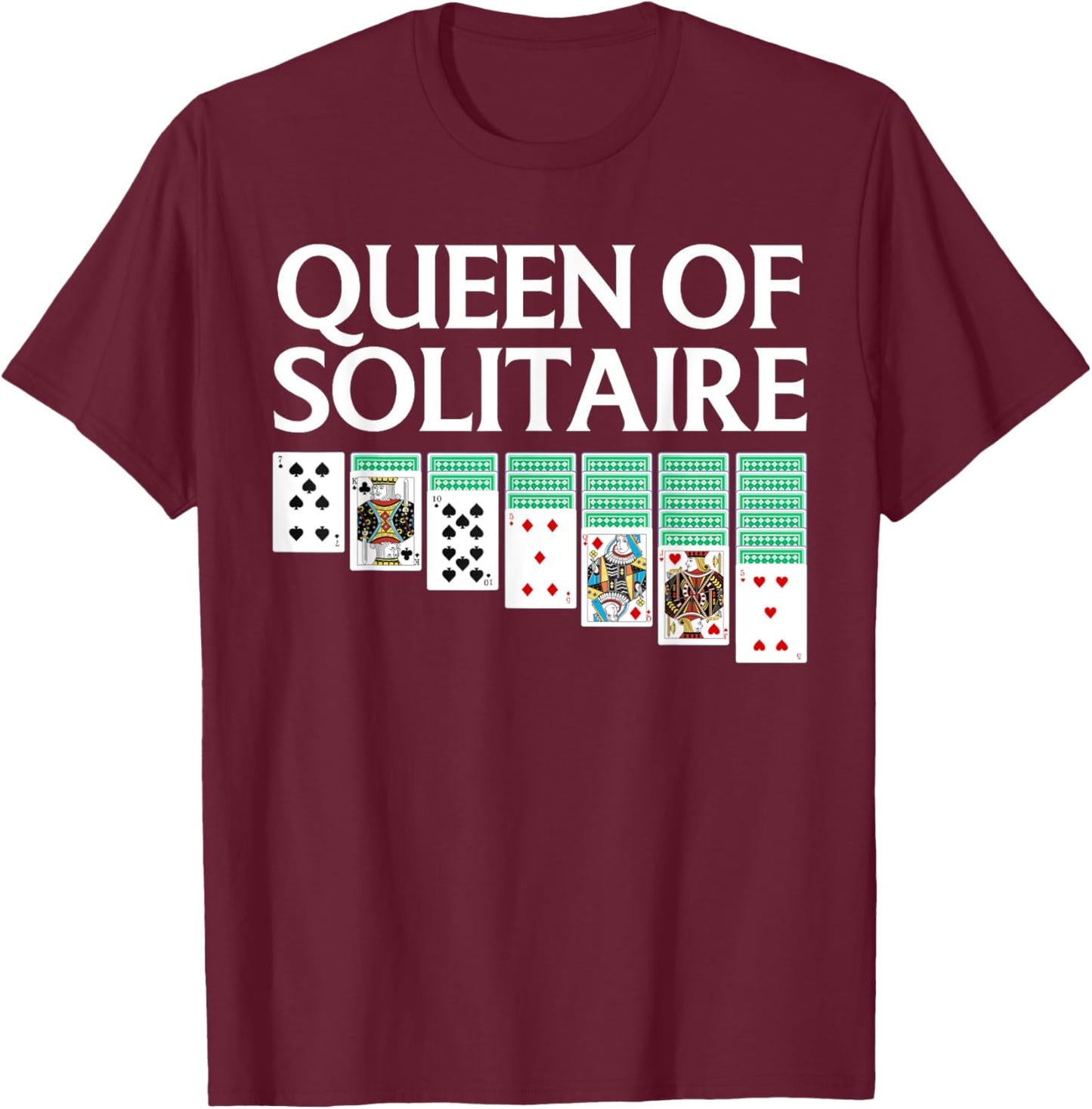 Cool Solitaire Art Girl Solitaire Player Solitaire T-Shirt - T-Shirt | Maroon
