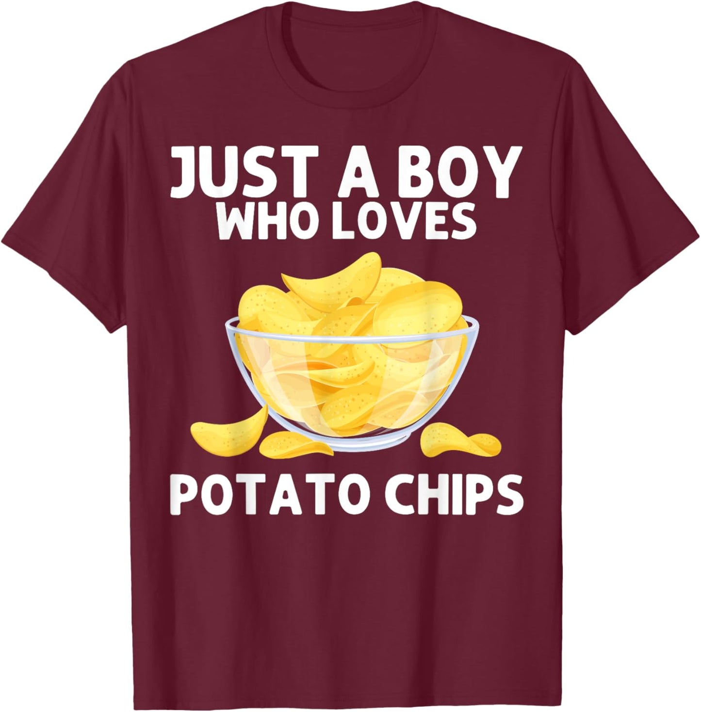 Funny Potato Chips Art Boys Kids Bag Of Chips Lover T-Shirt - T-Shirt | Maroon