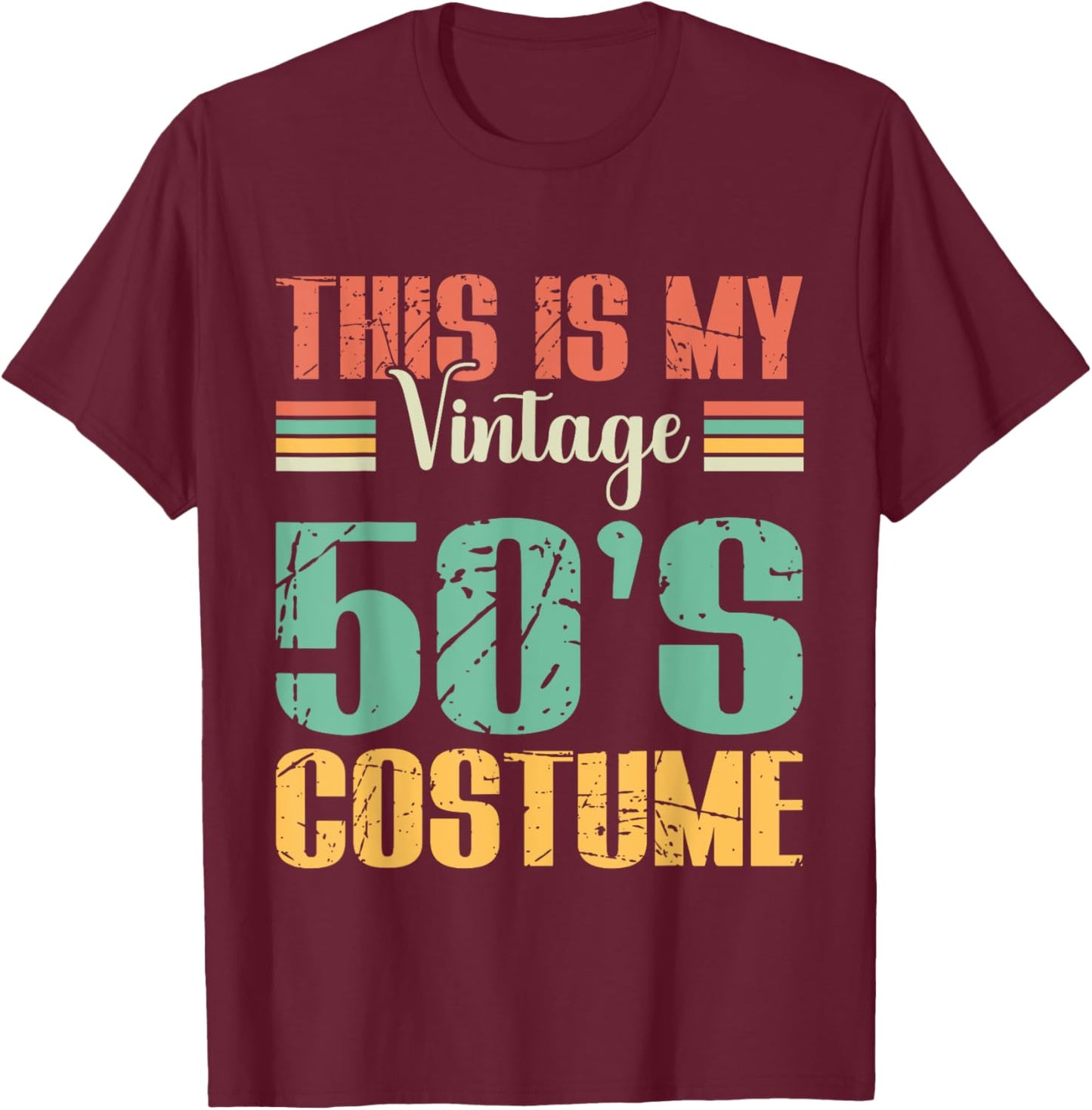 This Is My 50s Costume Retro Vintage Party T-Shirt - T-Shirt | Maroon
