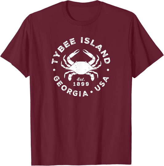 Tybee Island GA Blue Crab Kids Vacation Souvenir T-Shirt - T-Shirt | Maroon