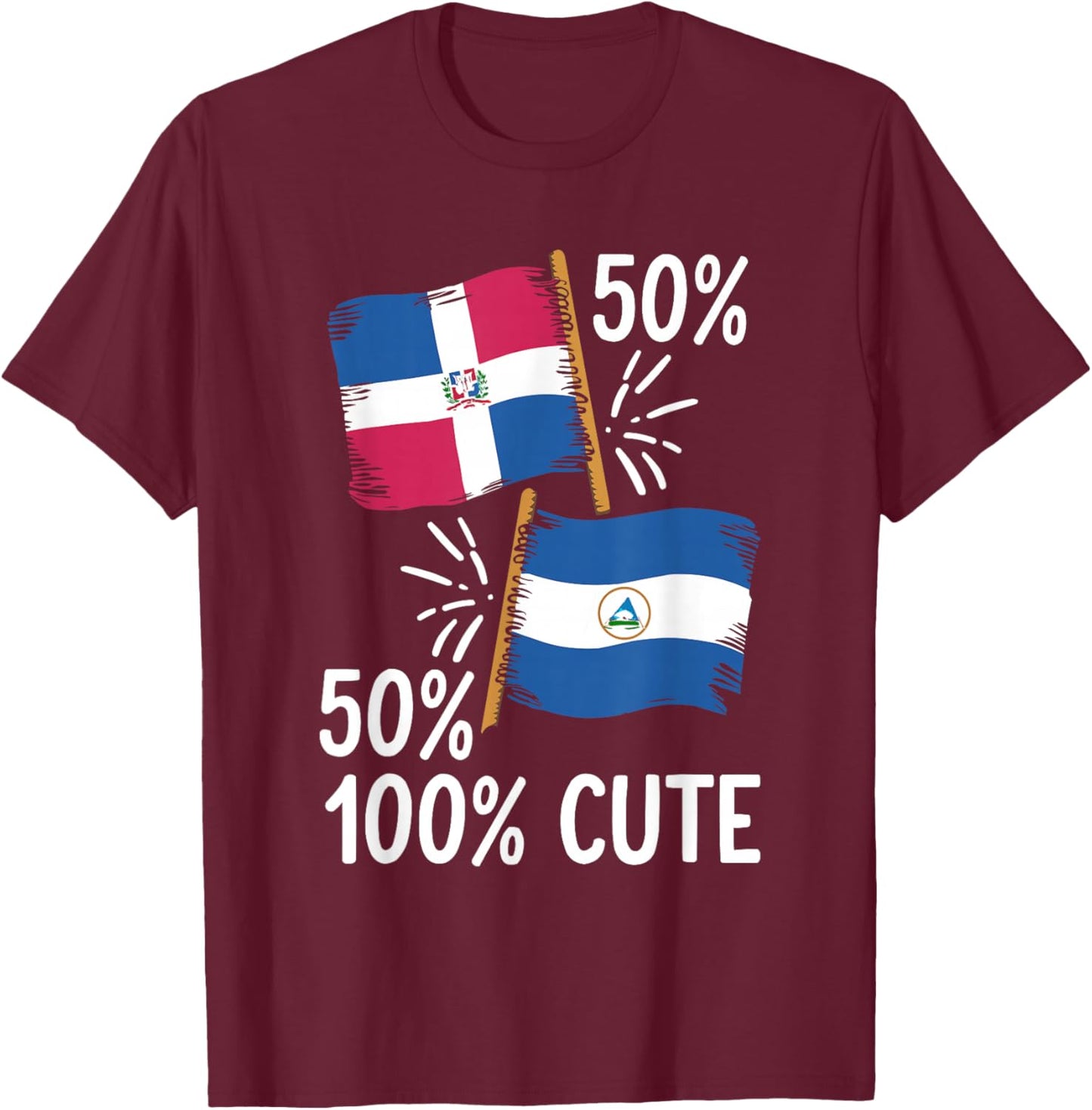 Half Dominican Half Nicaraguan Dominican Republic Nicaragua T-Shirt - T-Shirt | Maroon