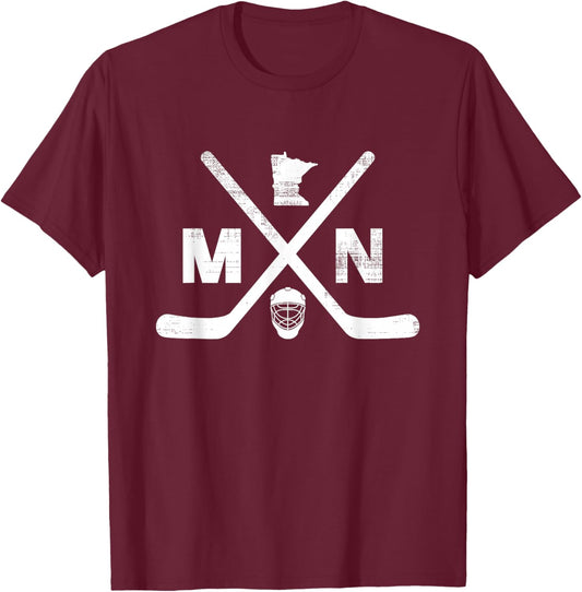 State of Minnesota Hockey Vintage T-Shirt - T-Shirt | Maroon