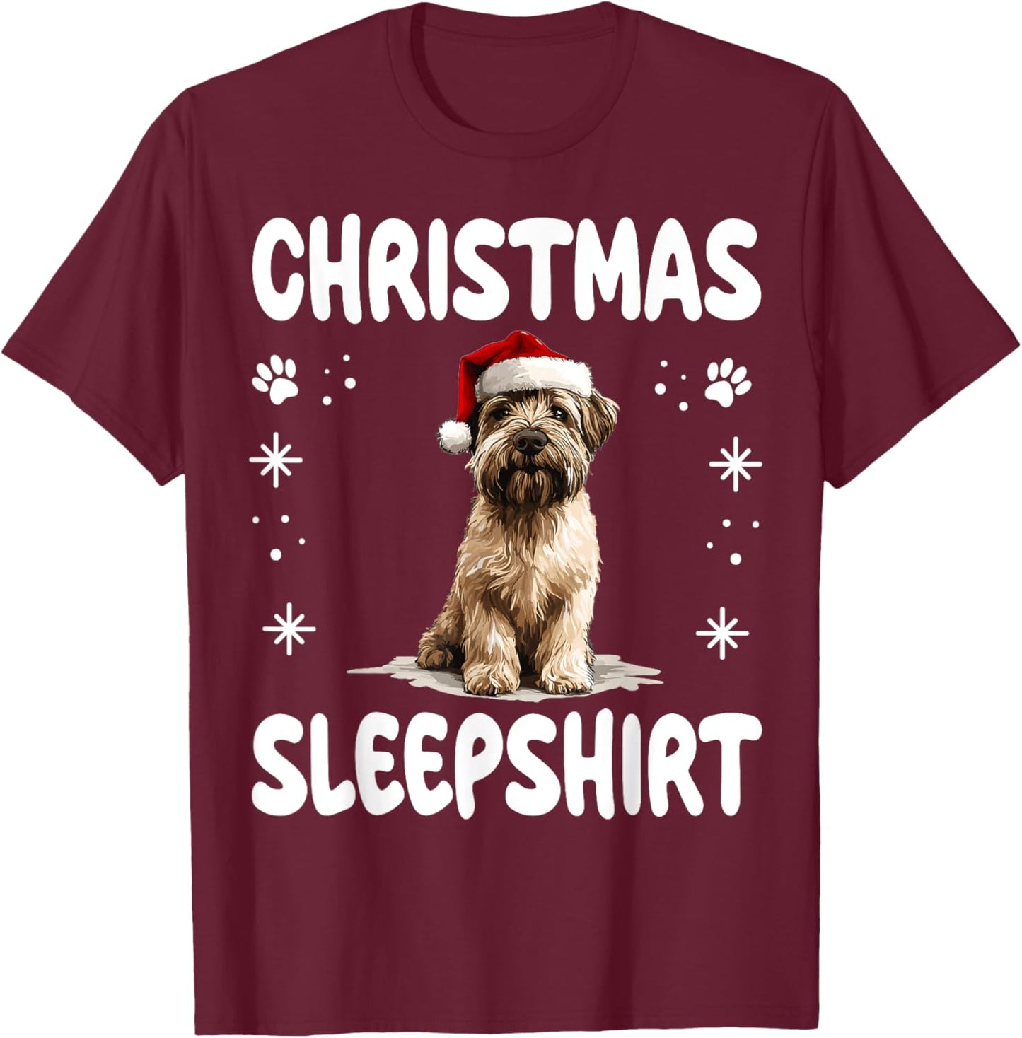 Soft Coated Wheaten Terrier Dog Nightgown Pajama Christmas T-Shirt - T-Shirt | Maroon