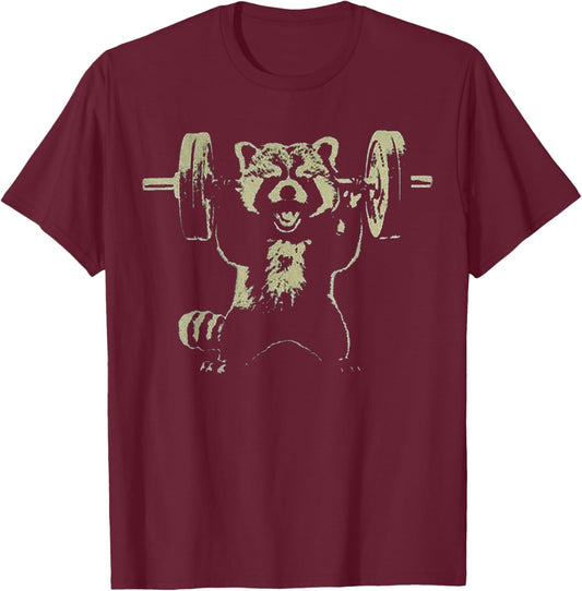 Eagerlys Vintage Weightlifting Red Panda Weight Lifting Gym T-Shirt - T-Shirt | Maroon