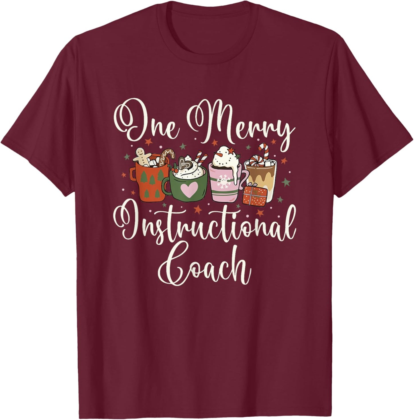 One Merry Instructional Coach Christmas Xmas Drink T-Shirt - T-Shirt | Maroon