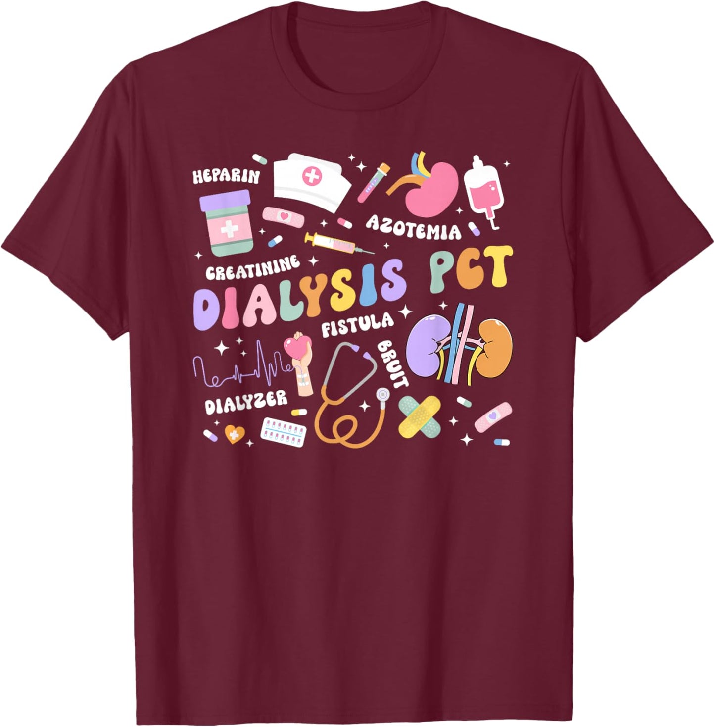 Dialysis PCT Appreciation Groovy Dialysis Patient Care Tech T-Shirt - T-Shirt | Maroon