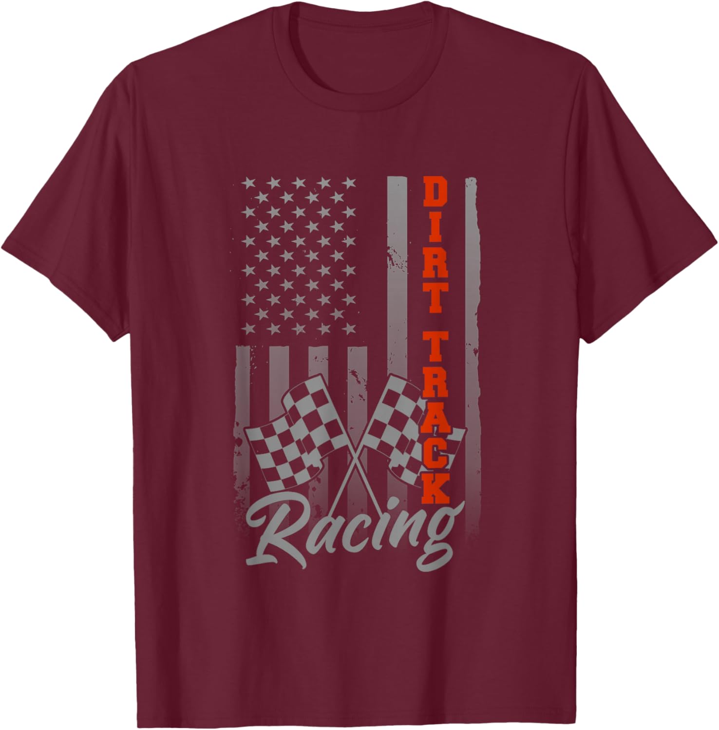 American Flag Racing Race Car USA Family Matching Pit Crew T-Shirt - T-Shirt | Maroon
