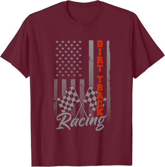 American Flag Racing Race Car USA Family Matching Pit Crew T-Shirt - T-Shirt | Maroon