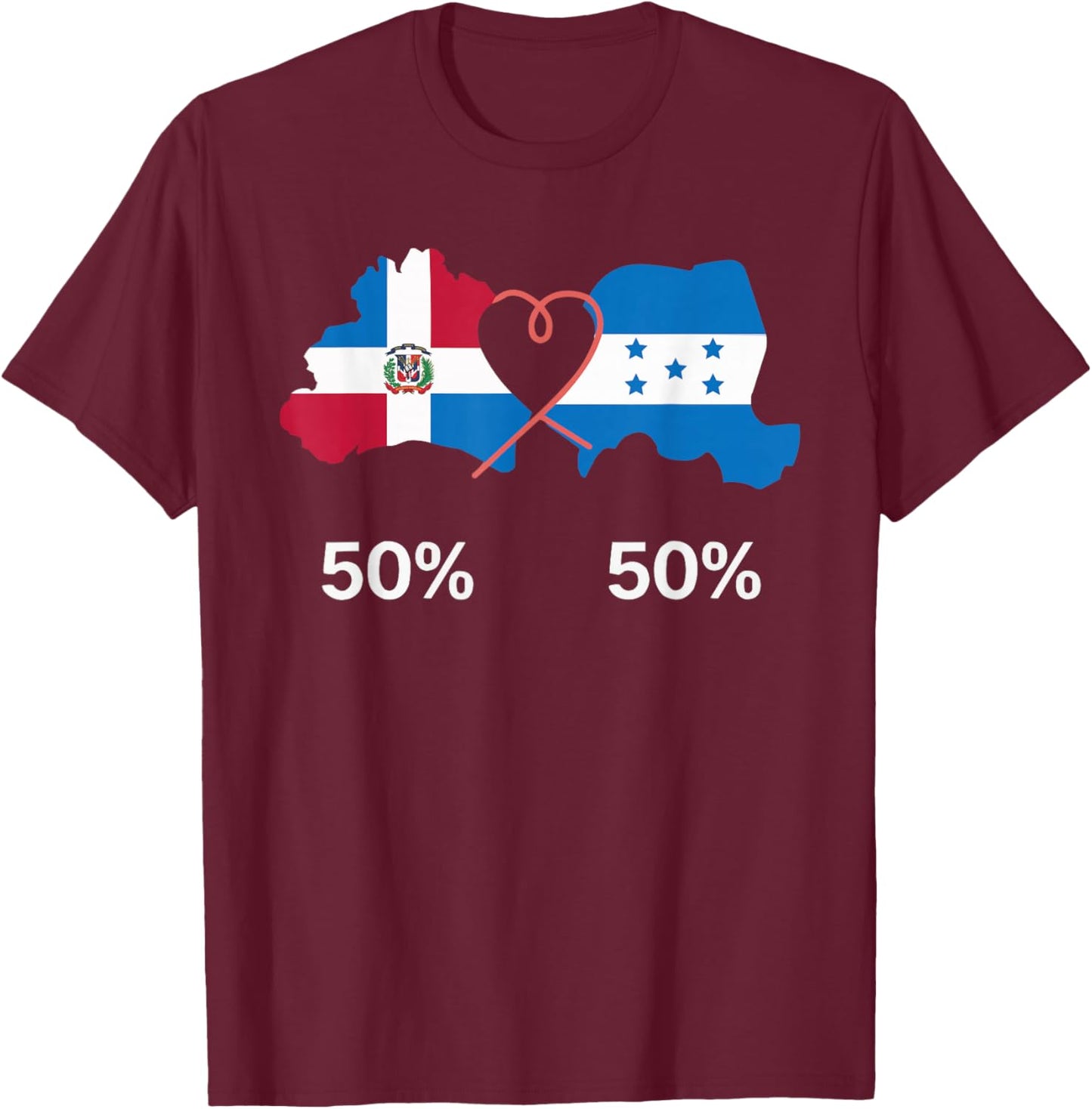 Half Dominican Half Honduran Dominican Republic Honduras T-Shirt - T-Shirt | Maroon