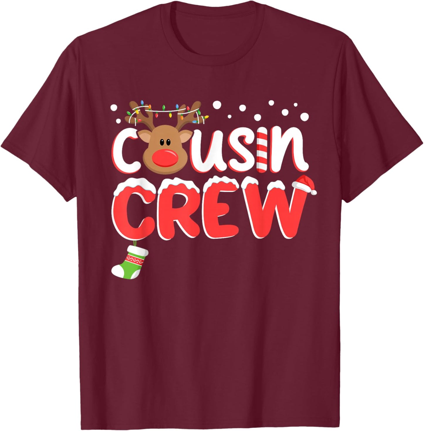 Cousin Crew Christmas Kids Cousins Christmas Matching Family T-Shirt - T-Shirt | Maroon
