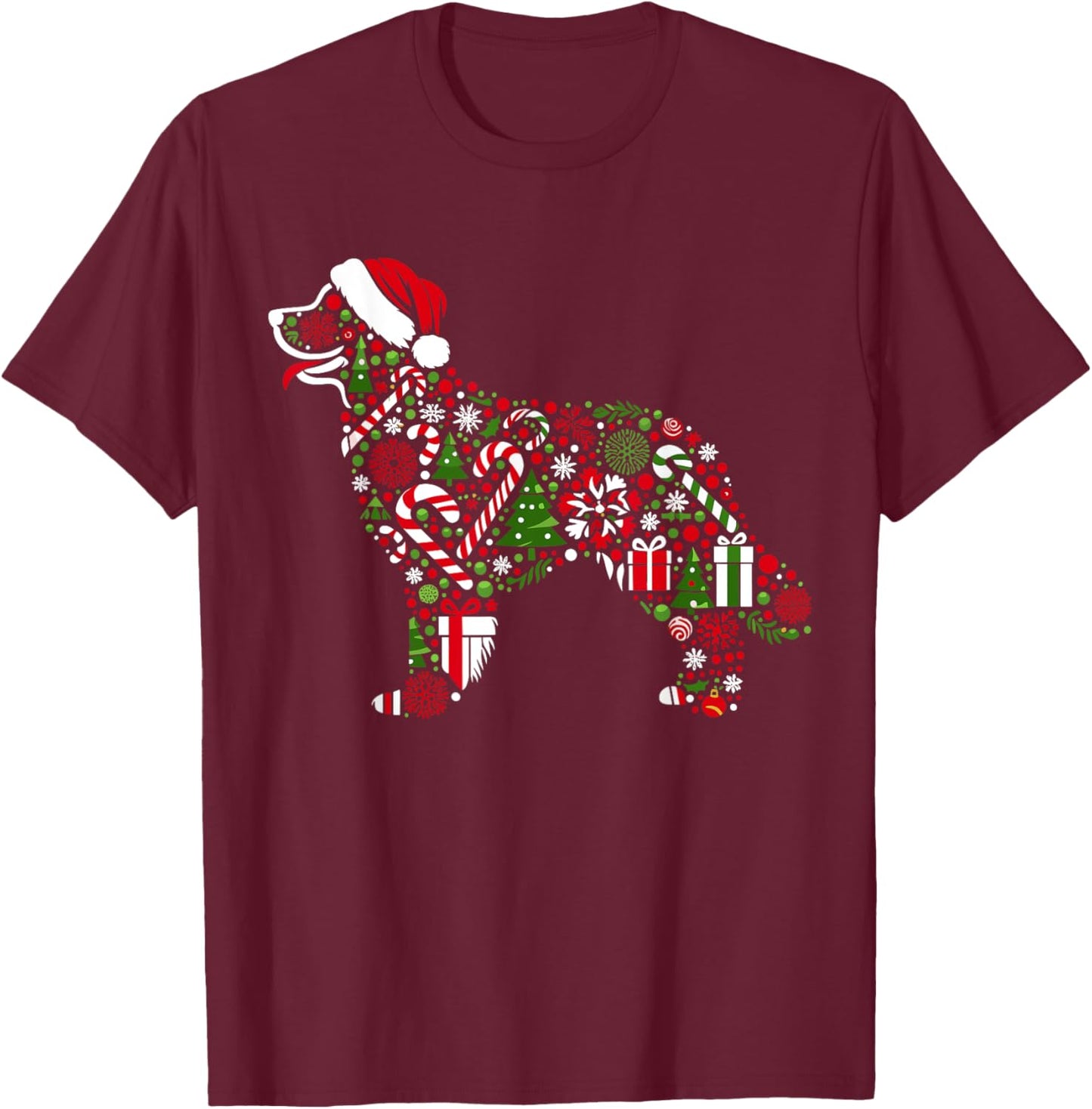 Christmas Tree Candy Golden Retriever Santa Christmas Kids T-Shirt - T-Shirt | Maroon