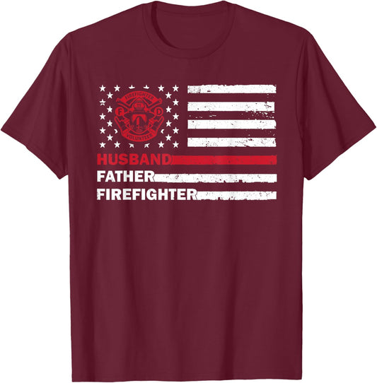 Cool Firefighter Art For Husband Father Fireman Firefighter T-Shirt - T-Shirt | Maroon