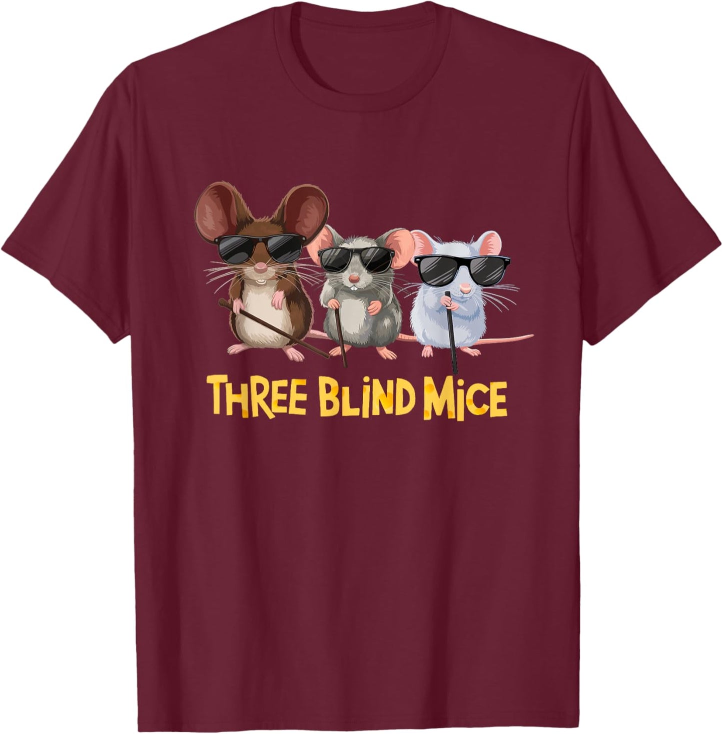 Three Blind Mice Costume T-Shirt - T-Shirt | Maroon