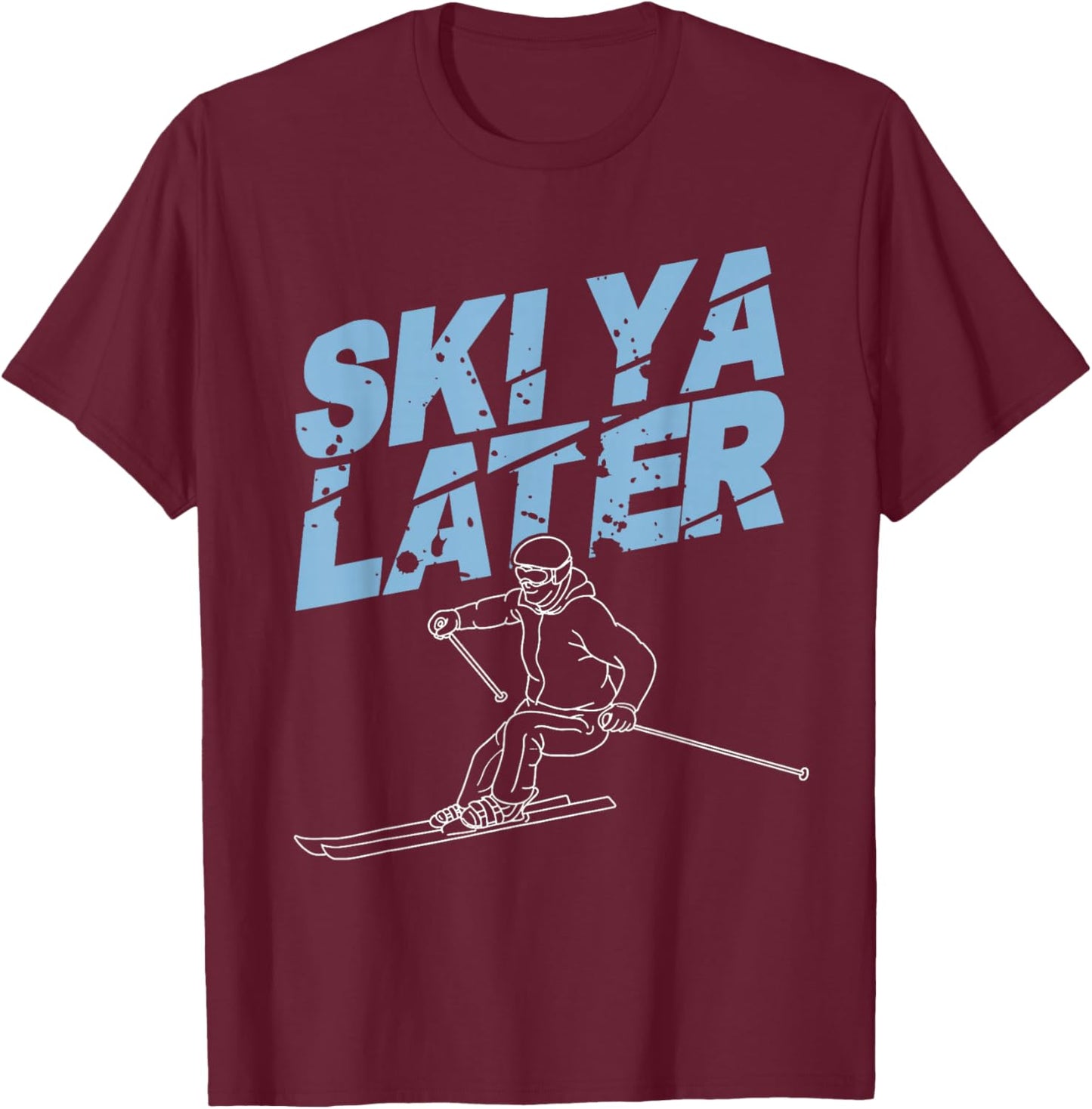 Unique Skiing Art Women Kids Skier Mountain Skiing T-Shirt - T-Shirt | Maroon