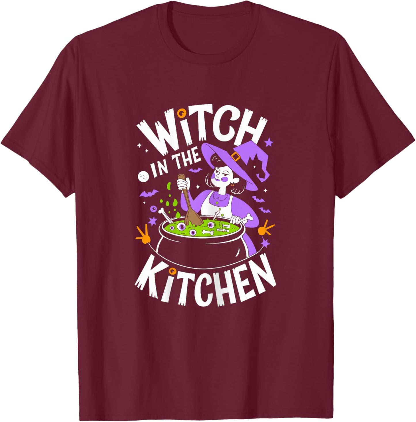 Witch in the Kitchen Halloween Shirt Lunch Lady T-Shirt - T-Shirt | Maroon
