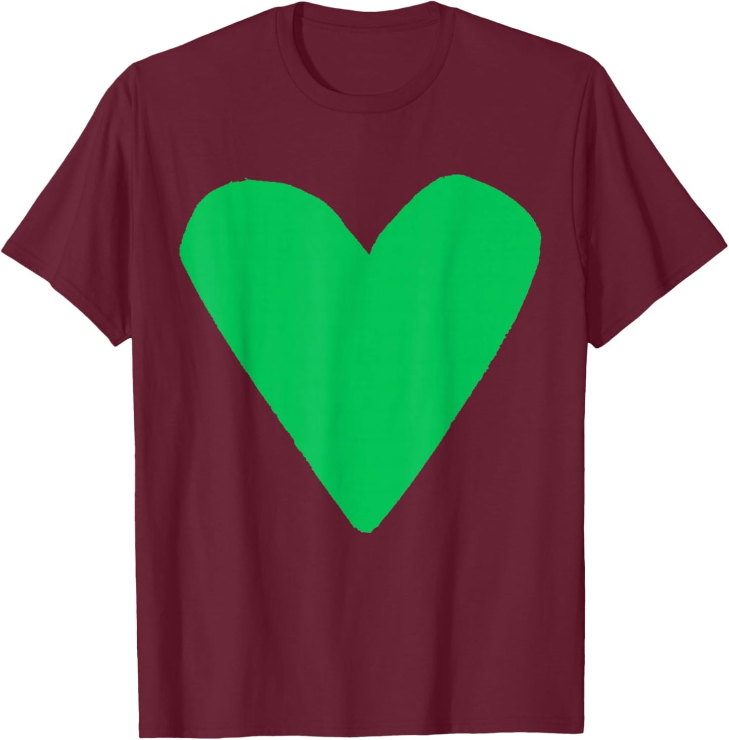 Cute Green Heart T-Shirt - T-Shirt | Maroon