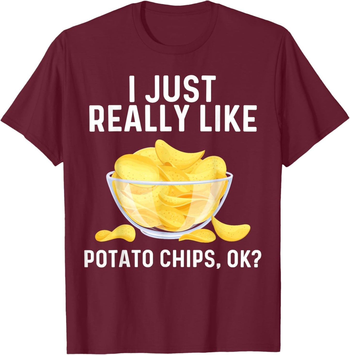 Funny Potato Chips Art Women Kids Bag Of Chips Lover T-Shirt - T-Shirt | Maroon
