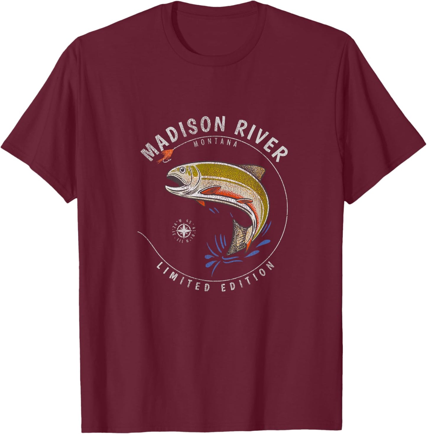 Madison River Trout Fly Fishing Souvenir Madison River T-Shirt - T-Shirt | Maroon