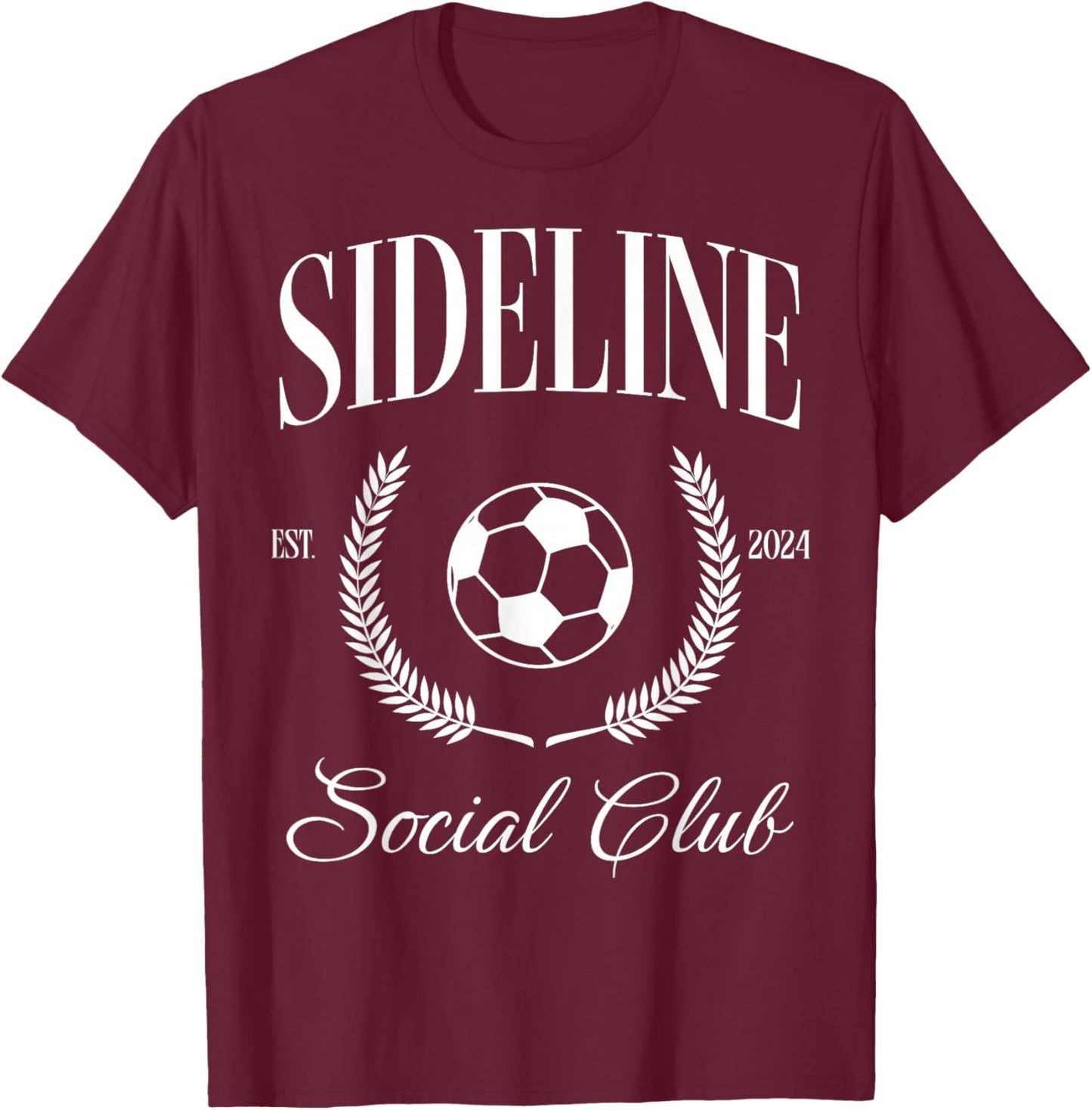 Sideline Soccer Mom Social Club Funny T-Shirt - T-Shirt | Maroon