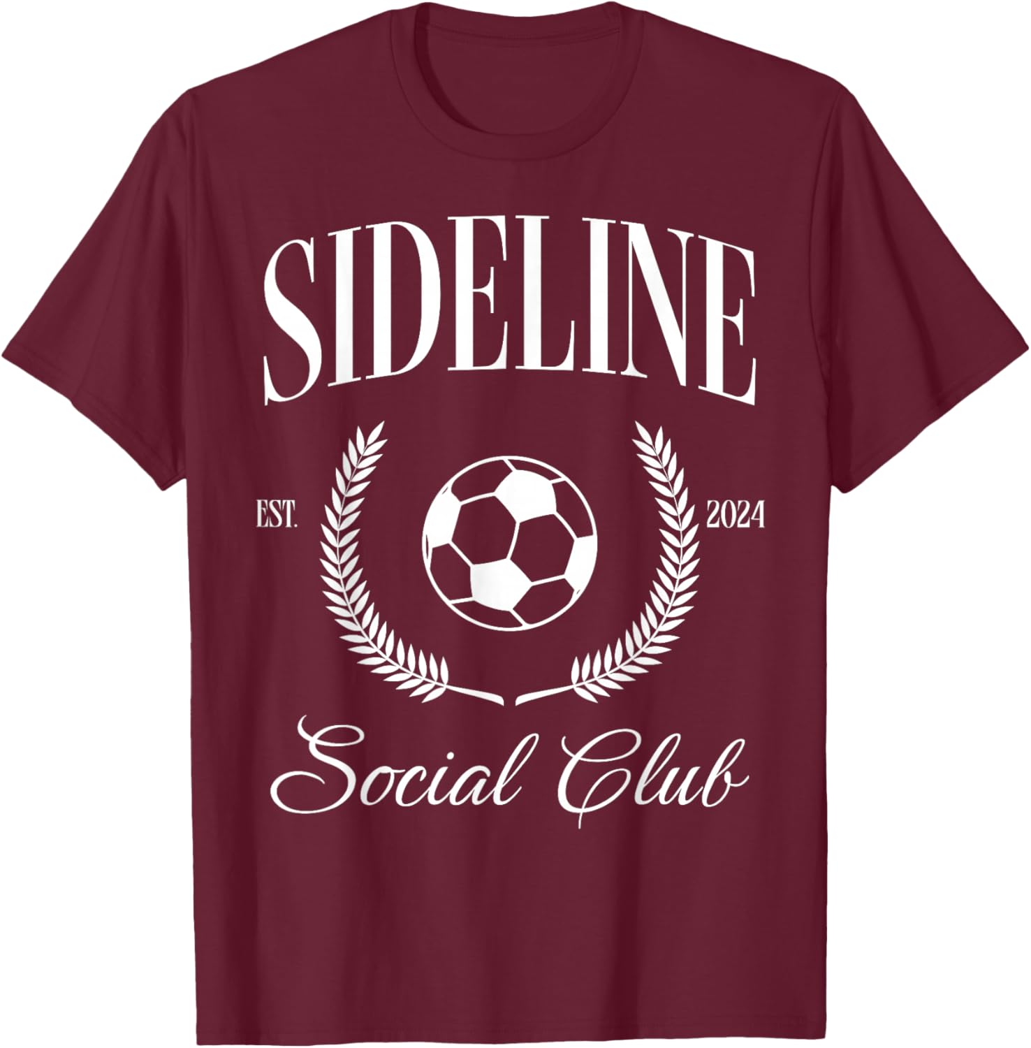 Sideline Soccer Mom Social Club Funny T-Shirt - T-Shirt | Maroon