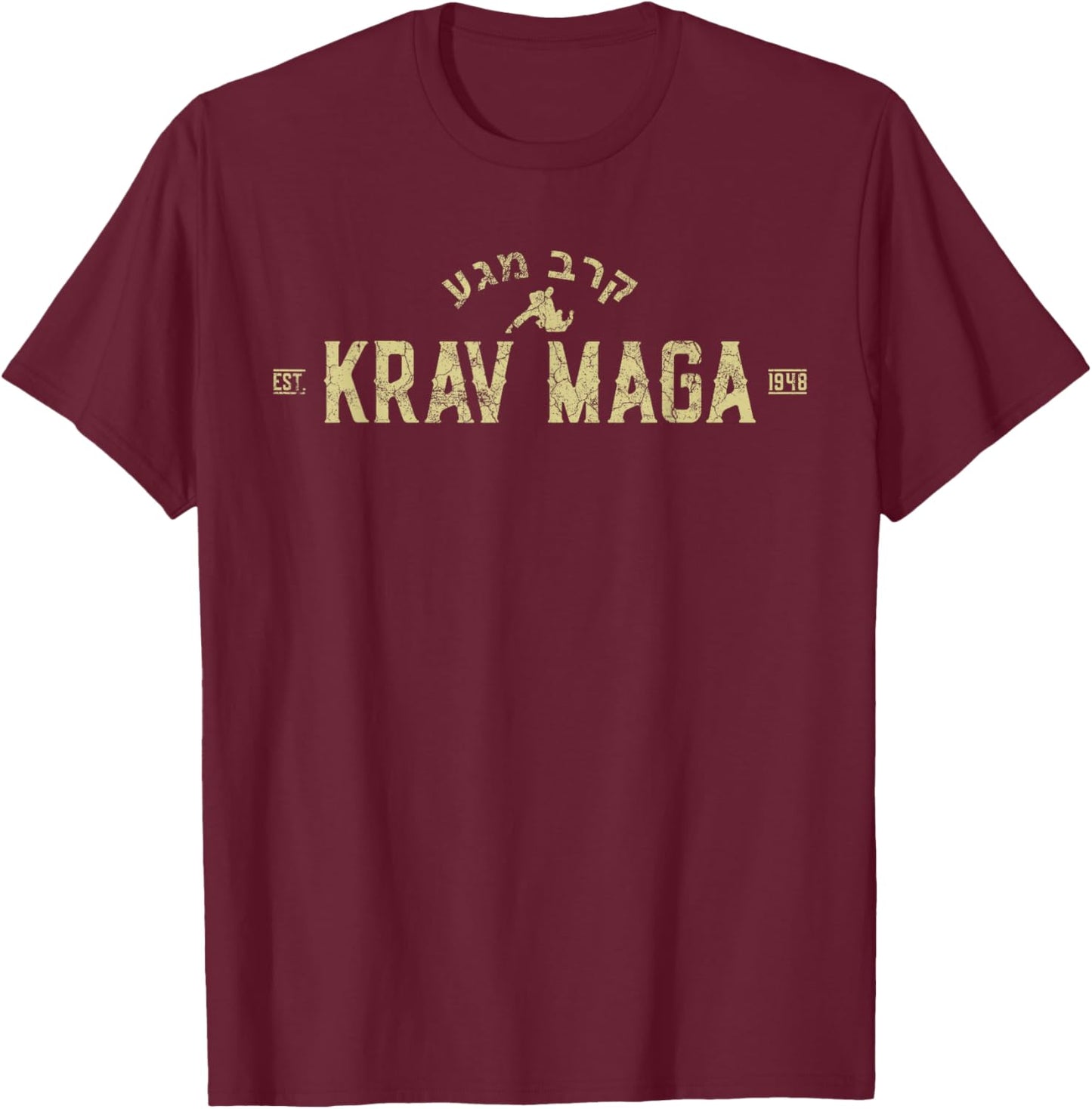 Vintage Krav Maga Israel Combat Distressed Martial Arts T-Shirt - T-Shirt | Maroon