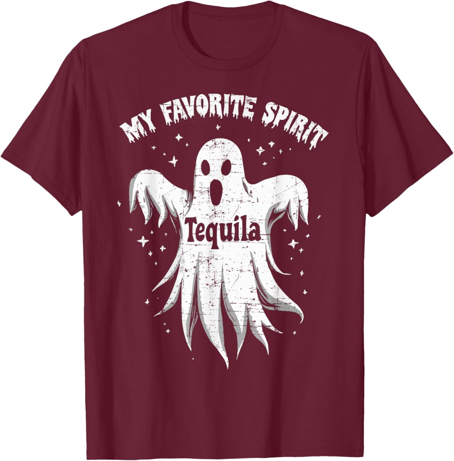 My Favorite Spirit Tequila Drinking Ghost Halloween Costume T-Shirt - T-Shirt | Maroon