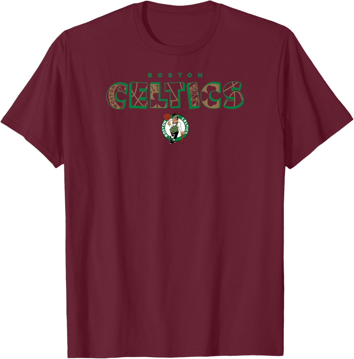 NBA - Boston Celtics Logo Knockout White T-Shirt - T-Shirt | Maroon