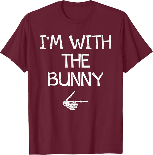 I'm With The Bunny Funny Halloween Costume Couples Matching T-Shirt - T-Shirt | Maroon