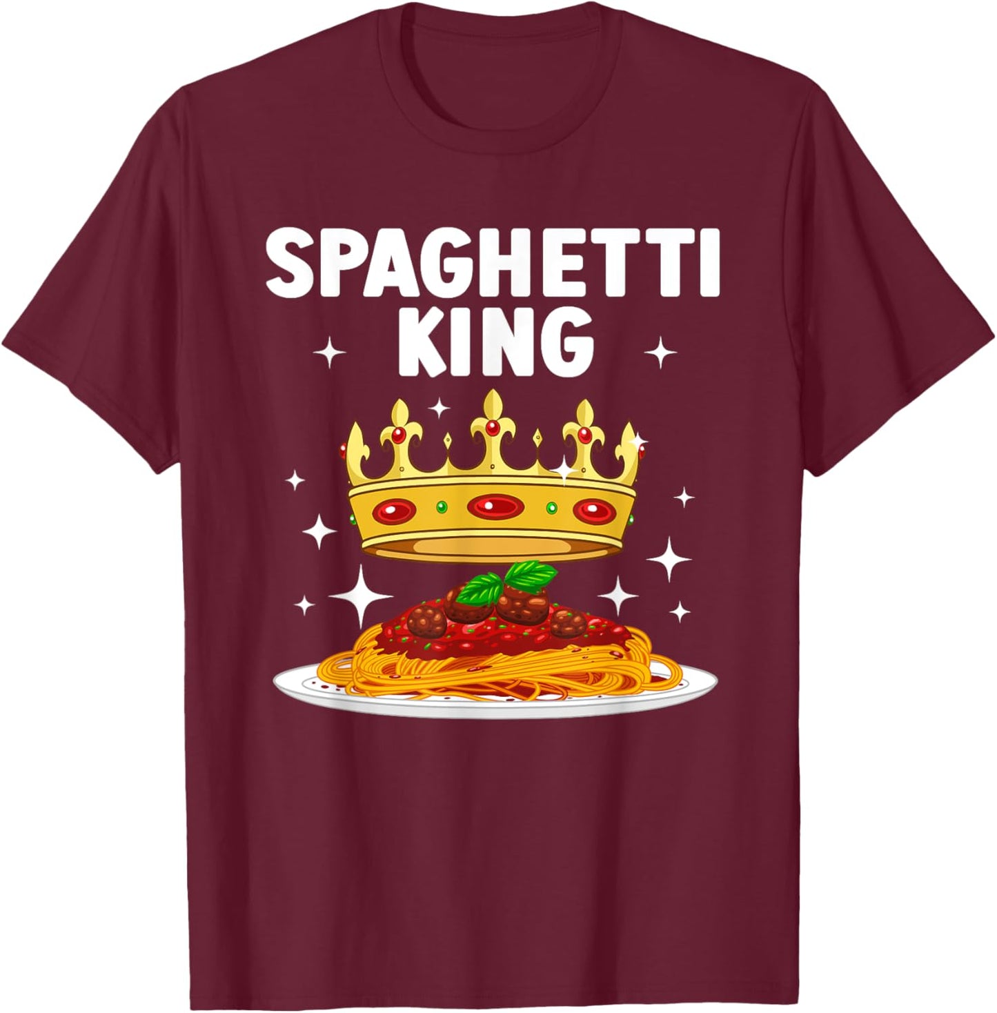 Cool Spaghetti King Art Boys Pasta Lover Spaghetti T-Shirt - T-Shirt | Maroon
