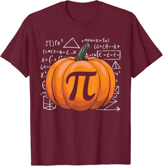 Pumpkin Pie Math Funny Thanksgiving Pi Day Math Teacher Fall T-Shirt - T-Shirt | Maroon