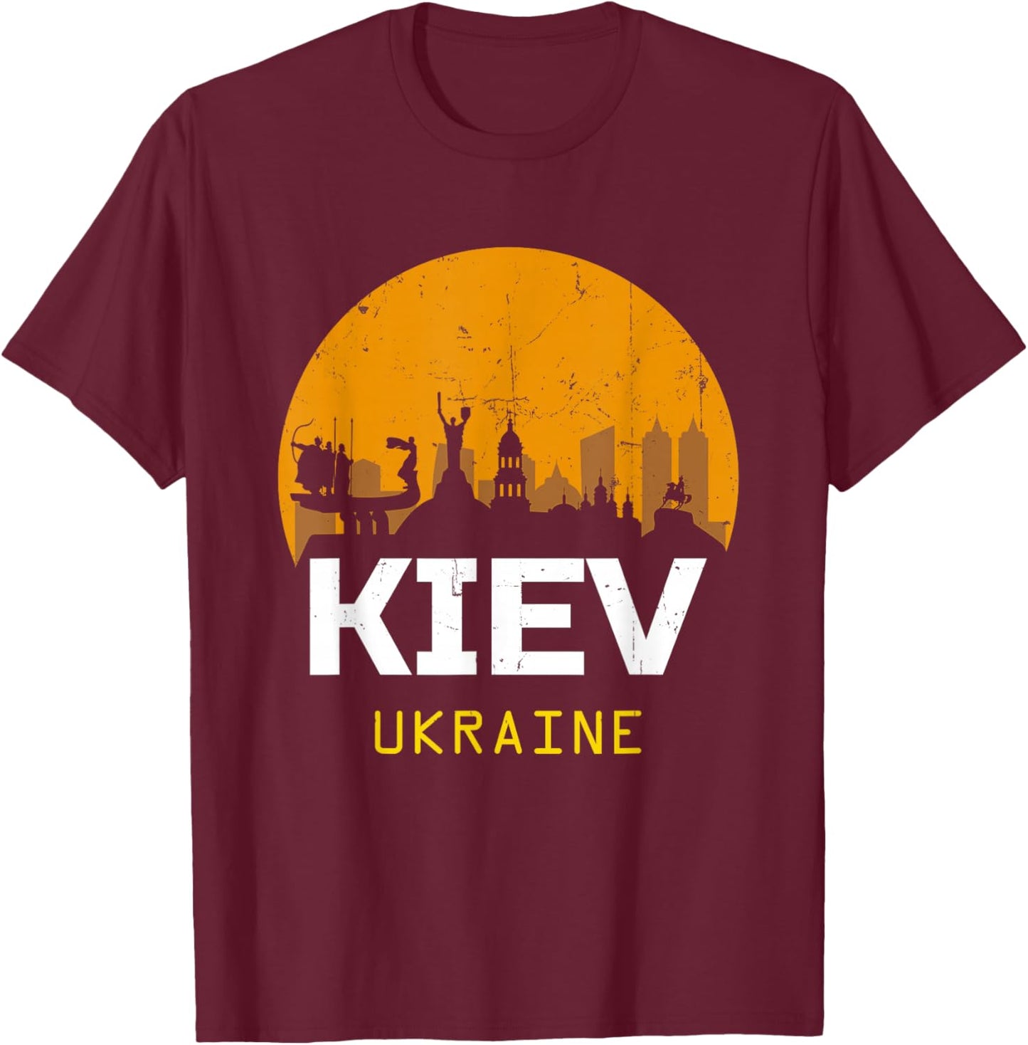 Kiev Ukraine - - Black - Small - Short Sleeve - - Classic Fit - Polyester 100% T-Shirt - T-Shirt | Maroon