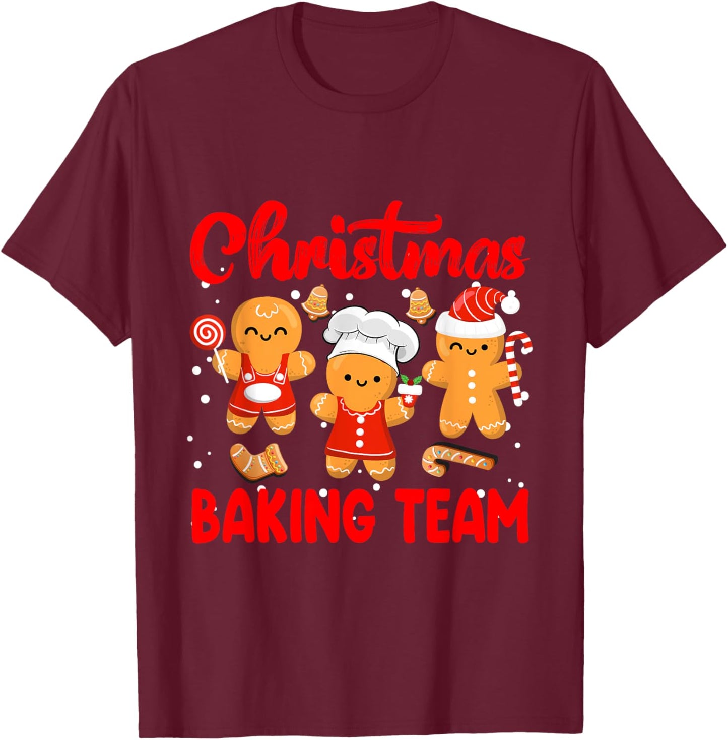 Christmas Baking Team Gingerbread Family Matching Pajamas T-Shirt - T-Shirt | Maroon