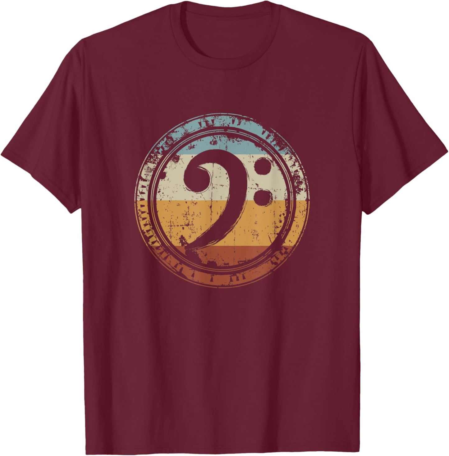 Vintage Bass Clef for Bass Player Bassist T-Shirt - T-Shirt | Maroon