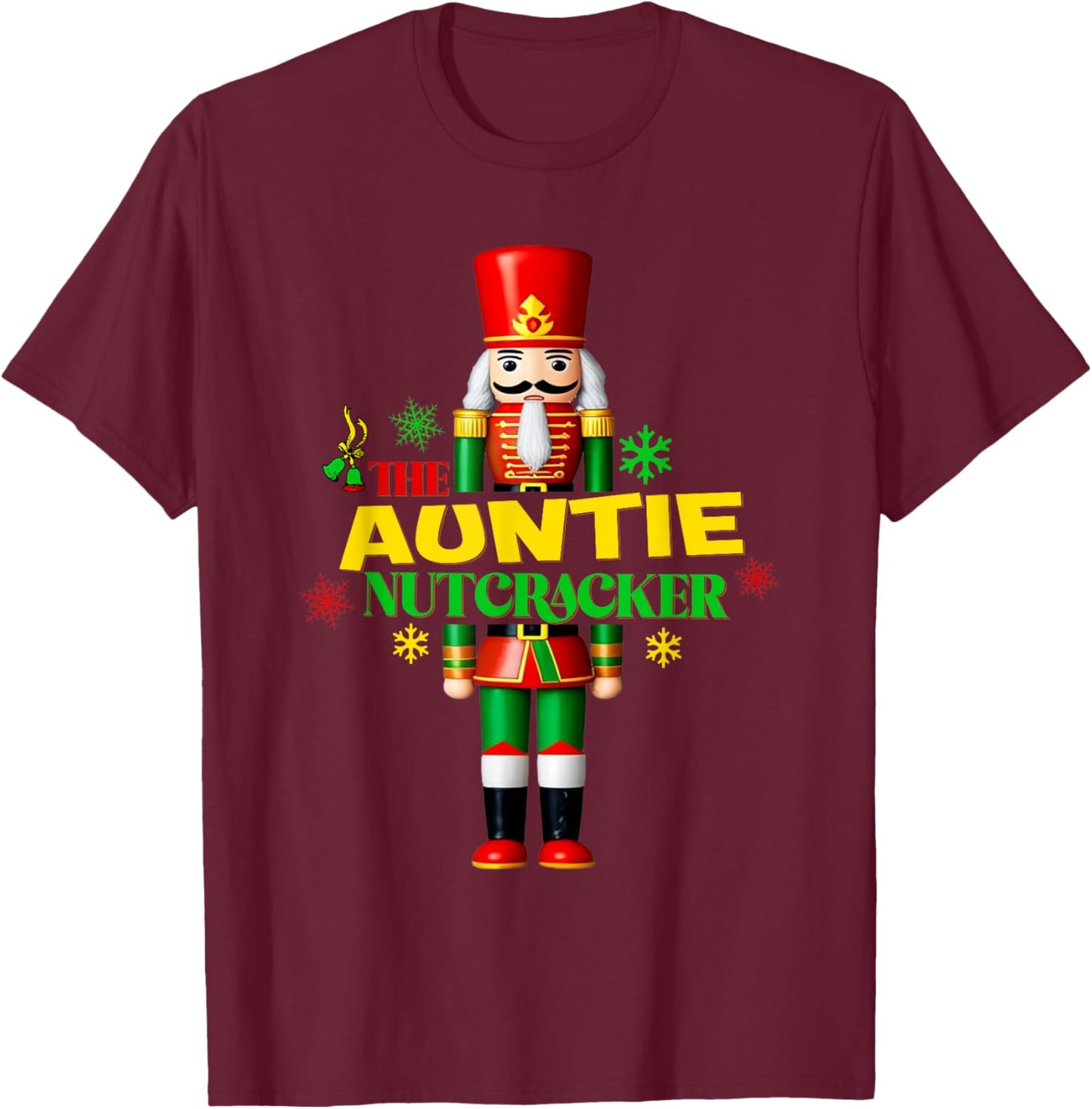 Funny Auntie Nutcracker Christmas PJ Aunt Matching Family T-Shirt - T-Shirt | Maroon