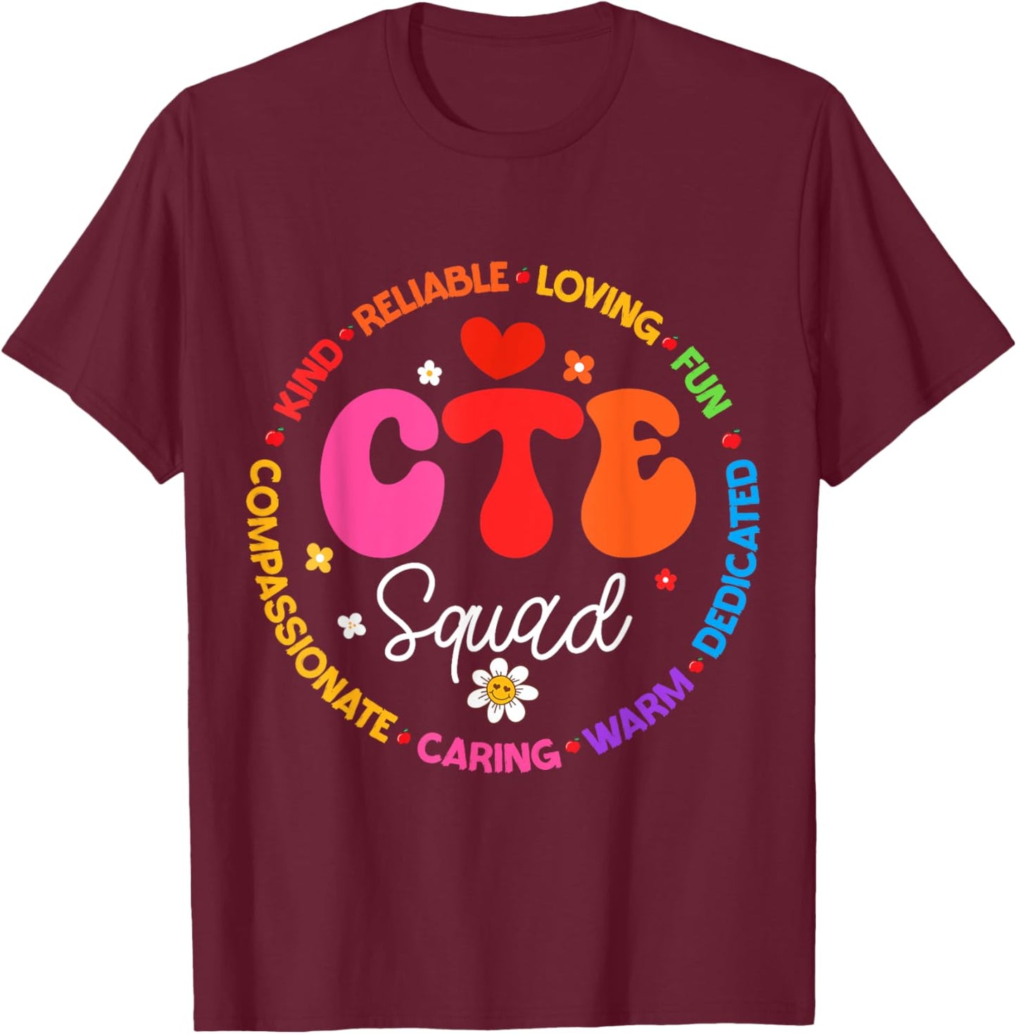 Groovy CTE Squad Teacher Back To School Teachers Students T-Shirt - T-Shirt | Maroon