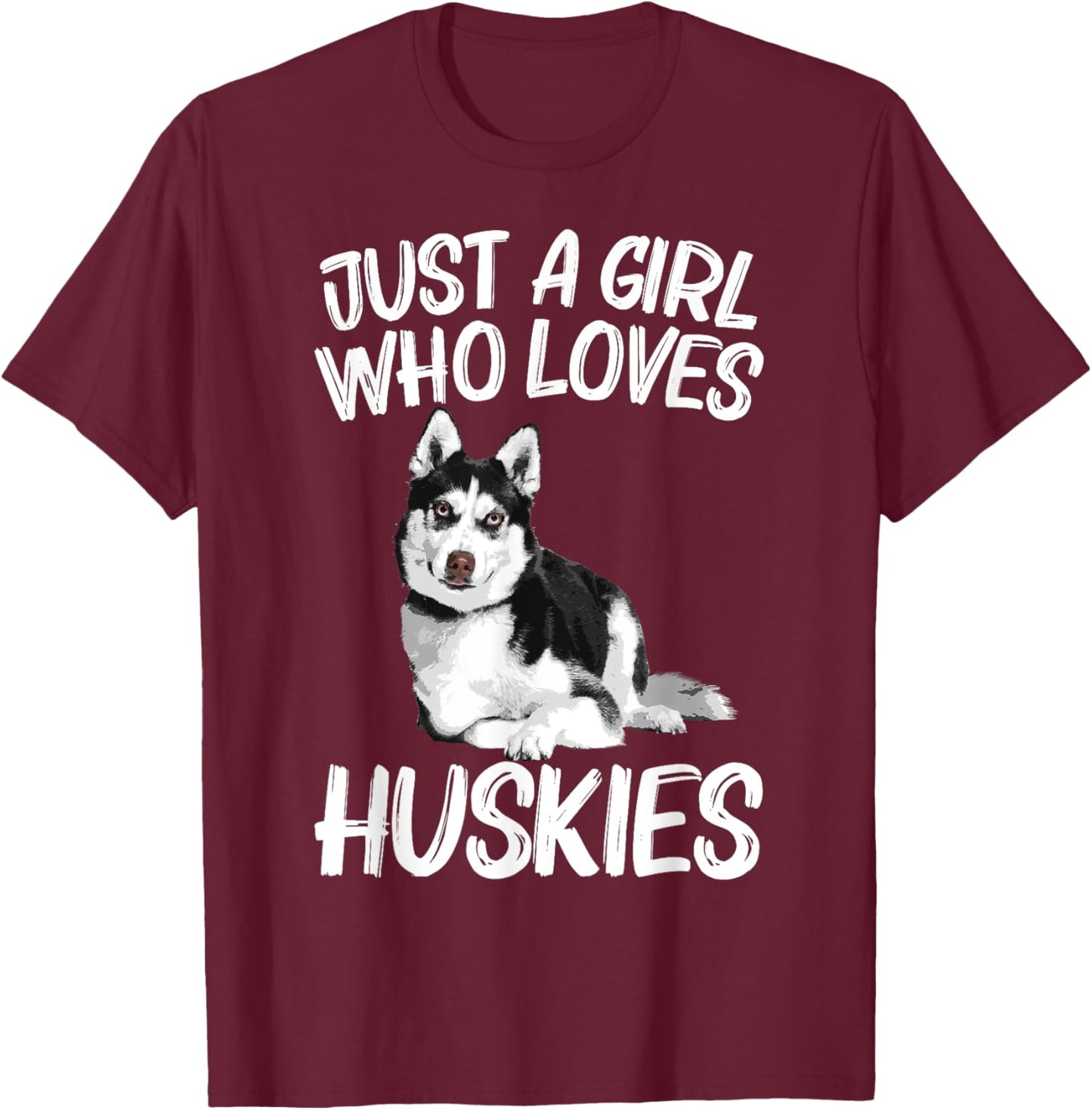 Cool Husky Gift Husky Lover Accessories & Stuff , Girls, -Kids, -Youth - Black - Small - Short Sleeve - Cotton Blend - Husky Themed T-Shirt - T-Shirt | Maroon