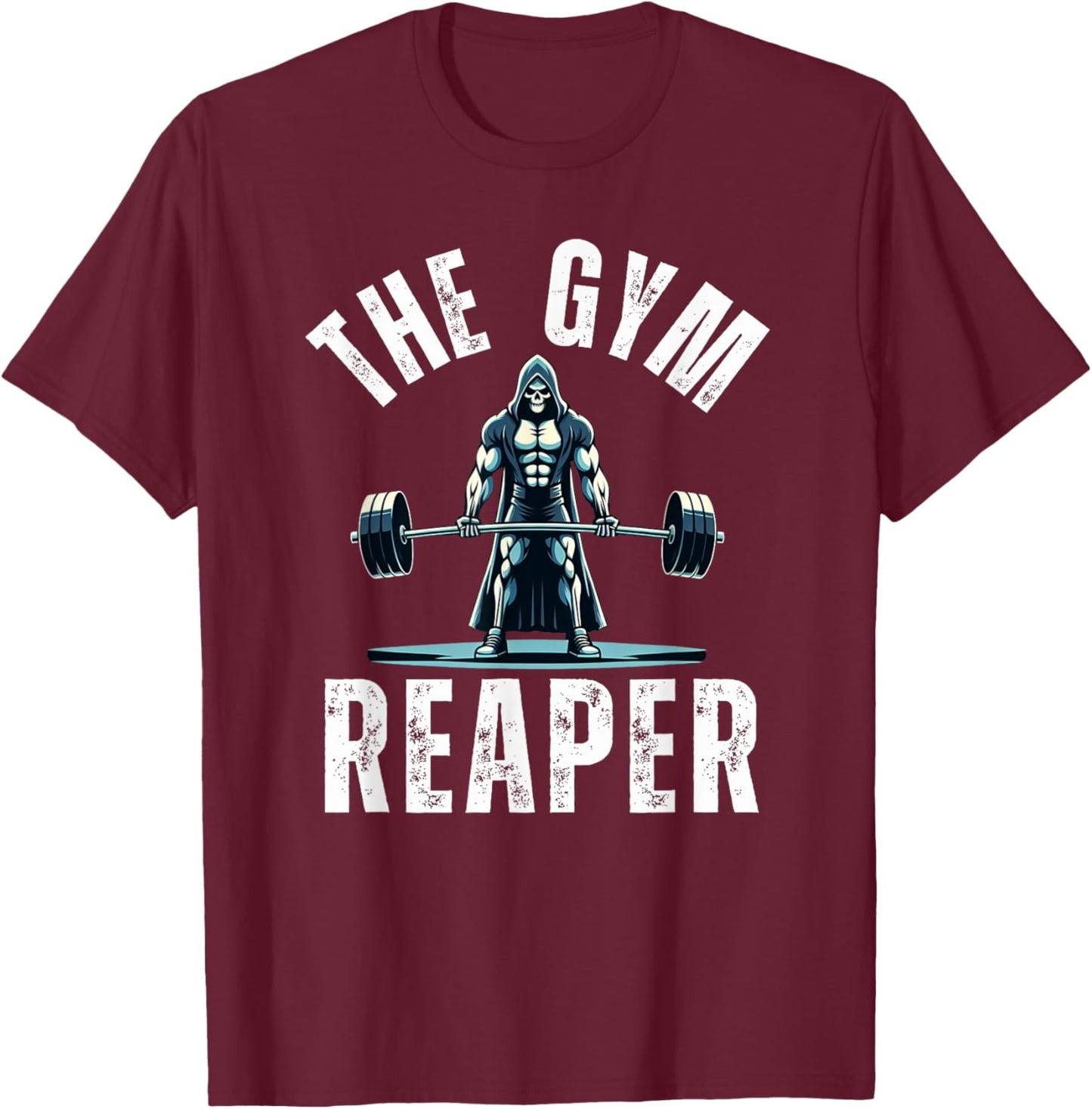 The Gym Reaper Halloween humor workout grim reaper deadlift T-Shirt - T-Shirt | Maroon