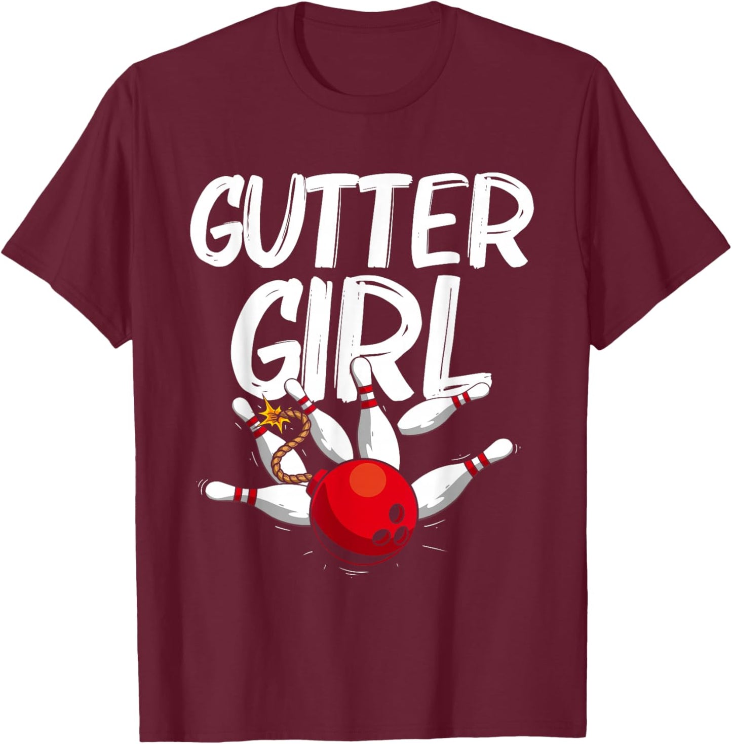 Funny Bowling Design For Girls Women Bowler Bowling Lover T-Shirt - T-Shirt | Maroon