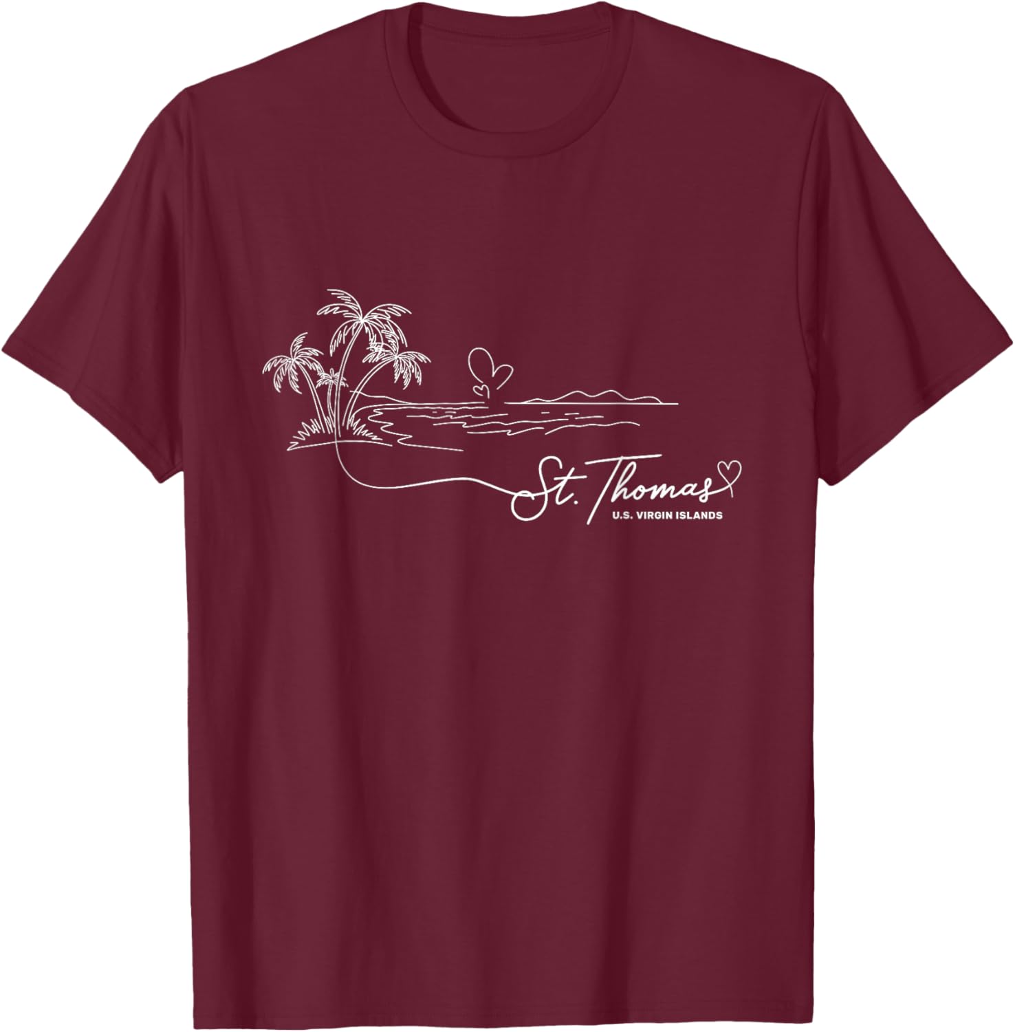 St. Thomas US Virgin Islands Signature Heart Art - Souvenir T-Shirt - T-Shirt | Maroon