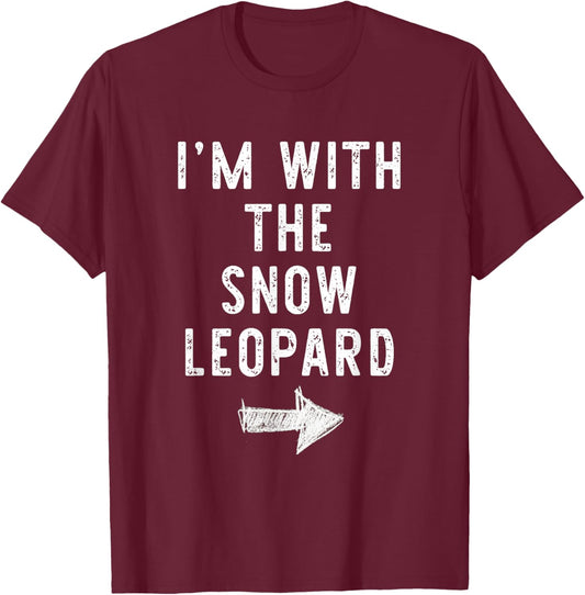 I’m With The Snow Leopard Funny Halloween Couple Costume T-Shirt - T-Shirt | Maroon